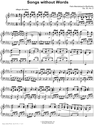 Songs without Words, Opus 30, No. 2