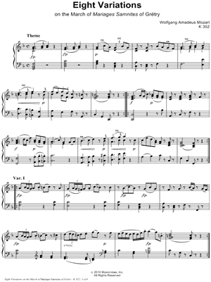 Theme and Eight Variations, K. 352