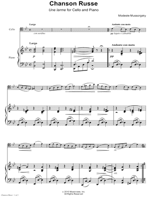 Chanson Russe - Piano Accompaniment (Cello)