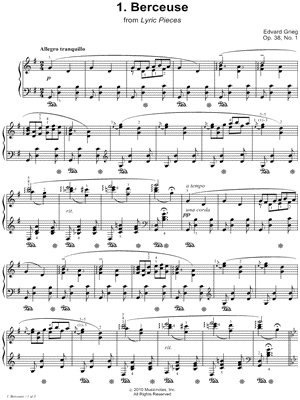 Lyric Pieces, Op. 38, No 1. Berceuse