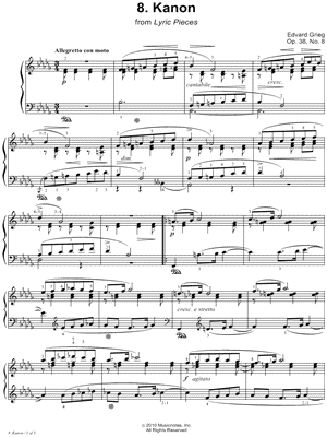 Lyric Pieces, Op. 38, No 8. Kanon