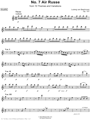 Air Russe, Op. 107, No. 7 - C Instrument (Flute)
