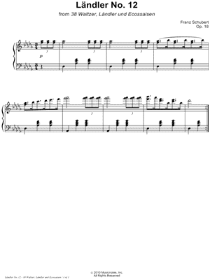 38 Waltzer, Ländler und Ecossaisen, Opus 18: Ländler No. 12