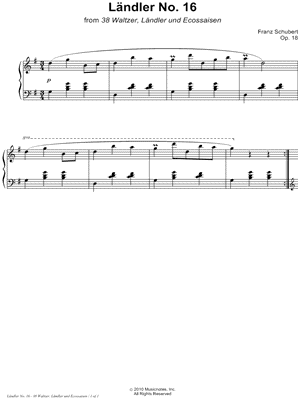 38 Waltzer, Ländler und Ecossaisen, Opus 18: Ländler No. 16