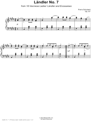 18 Viennese Ladies' Ländler and Ecossaises, Opus 67: Ländler No. 7