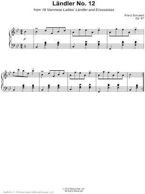 18 Viennese Ladies' Ländler and Ecossaises, Opus 67: Ländler No. 12