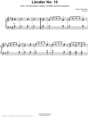 18 Viennese Ladies' Ländler and Ecossaises, Opus 67: Ländler No. 15