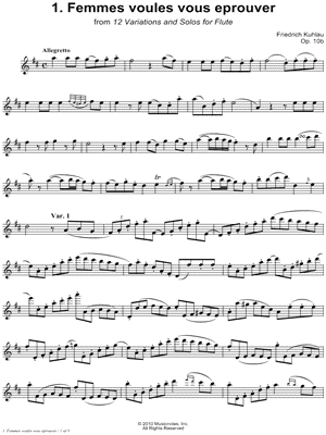 12 Variations & Solos for Flute, Op. 10b: 1. Femmes voules vous eprouver