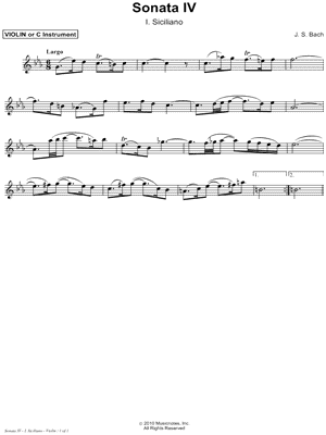 Sonata IV, BWV 1017: I. Siciliano - C Instrument