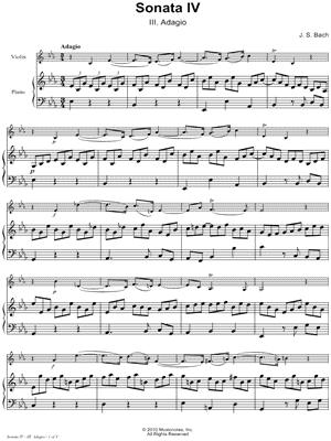 Sonata IV, BWV 1017: III. Adagio - Piano Accompaniment