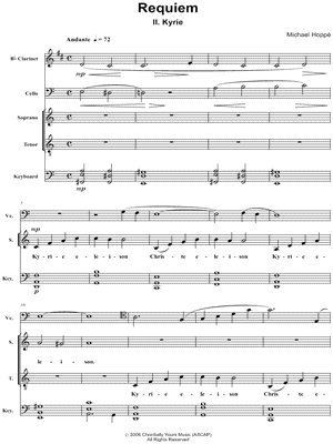 Requiem, II. Kyrie - Piano/Vocal Part (Bb Clarinet, Cello, Soprano, Tenor, Piano)