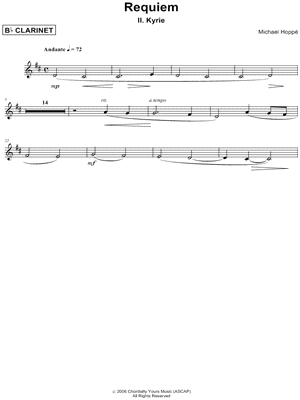 Requiem, II. Kyrie - Clarinet Part