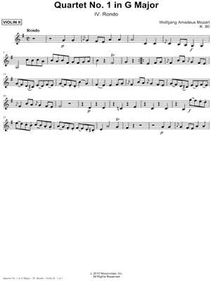 Quartet No. 1 In G Major, K. 80: IV. Rondo - Violin Part 2 (String Quartet)