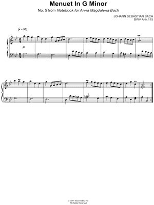 Menuet No. 5 in G Minor, from Notebook for Anna Magdalena