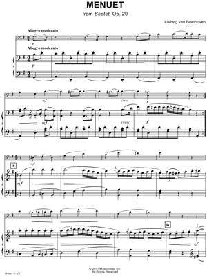 Menuet from Septet, Op. 20 - Piano Accompaniment