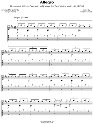 Concerto in D Major for Two Violins & Lute, RV 93: III. Allegro