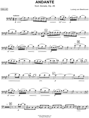 Andante from Sonata, Op. 26 - Bass Clef Instrument