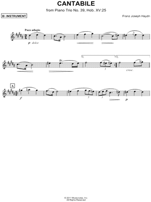 Cantabile, from Piano Trio No. 39 - Bb Instrument