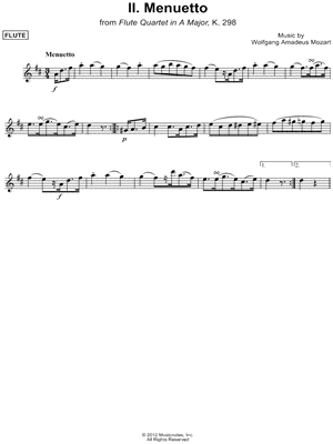Flute Quartet in A Major, K. 298: II. Menuetto - Flute/Violin
