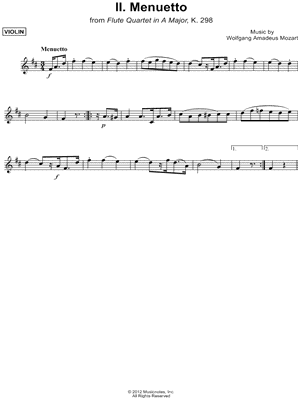 Flute Quartet in A Major, K. 298: II. Menuetto - Violin
