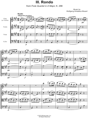 Flute Quartet in A Major, K. 298: III. Rondo - Score