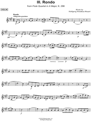 Flute Quartet in A Major, K. 298: III. Rondo - Violin