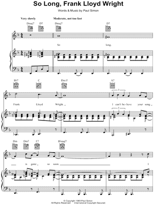 So Long, Frank Lloyd Wright