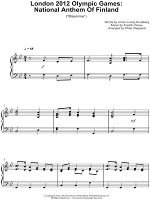 London 2012 Olympic Games: National Anthem of Finland