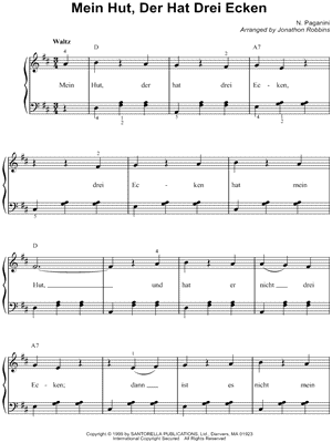 Mein Hut, der hat drei Ecken