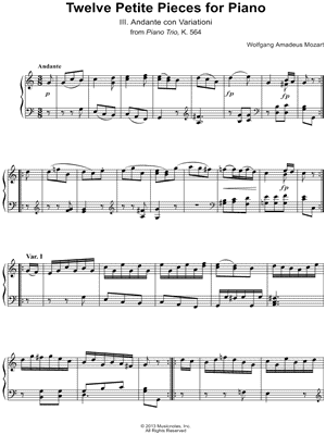 Twelve Petite Pieces for Piano: III. Andante Variations