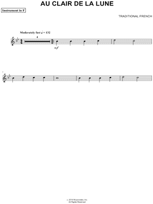 Au Clair de la Lune - F Instrument