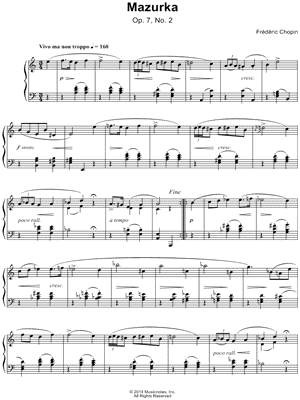 Mazurka: Op. 7, No. 2