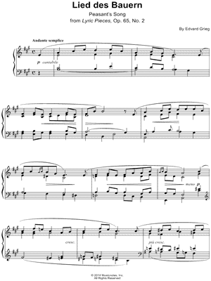Lyric Pieces, Op. 65, No. 2: Lied Des Bauern (Peasant's Song)