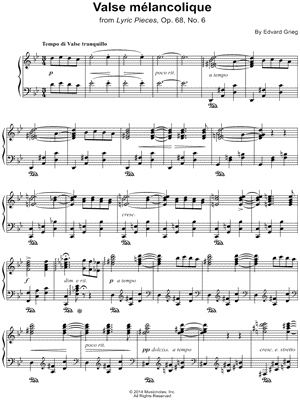 Lyric Pieces, Op. 68, No. 6: Valse Mélancolique