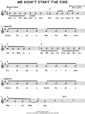 We Didn't Start the Fire