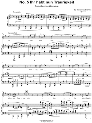 A German Requiem, Op. 45: V. Ihr habt nun Traurigkeit