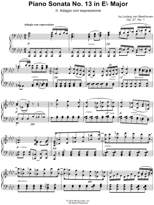 Piano Sonata No. 13 In Eb Major "Quasi una fantasia": II. Adagio con espressione