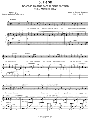 7 Mélodies, Op. 2: VI. Hébé