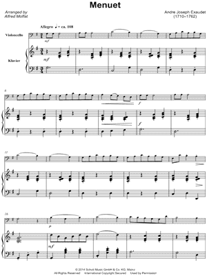 Menuet, Op. 2, No. 1 - Cello & Piano