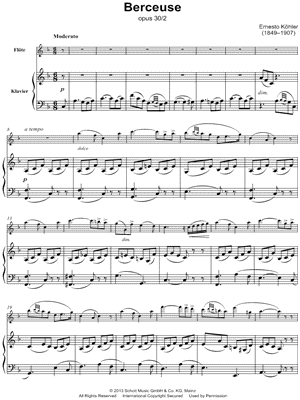 Six morceaux characteristiques, Op. 30: II. Berceuse - Flute & Piano