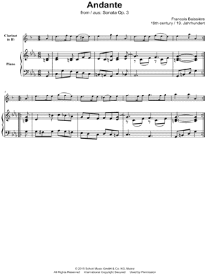Andante from Sonata Op. 3 - Clarinet & Piano