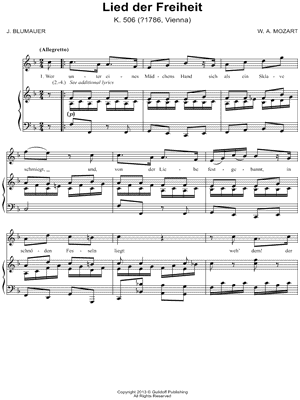 Lied der Freiheit, K. 506