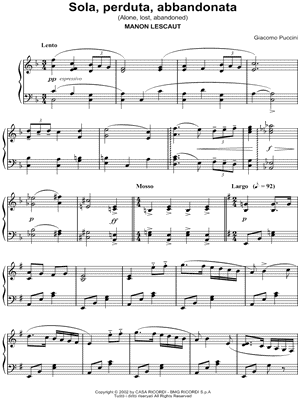 Manon Lescaut: Act IV - "Sola, perduta, abbandonata"