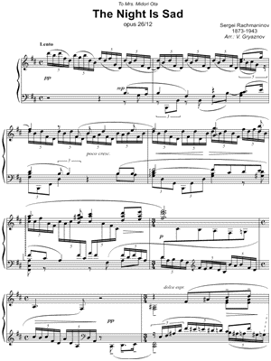 15 Romances, Op. 26: XII. The Night Is Sad