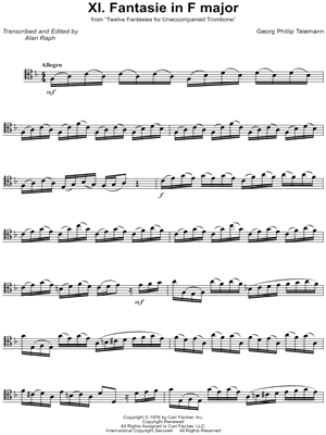 12 Fantasies for Unaccompanied Trombone, TWV 40:2-13: XI. Fantasie in F Major
