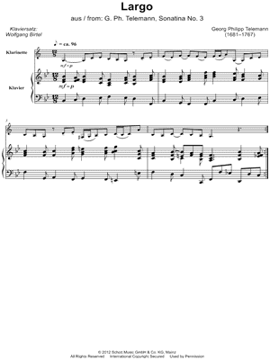 Largo from Sonatina No. 3 - Clarinet & Piano