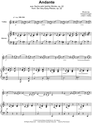 Six Very Easy Pieces, op. 22: Andante - Violin & Piano