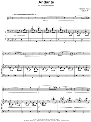 Andante, Op.75 - Violin & Piano