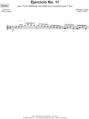 Méthode complète pour la guitare pour F. Sor: Ejercicio No. 11
