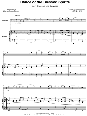 Dance of the Blessed Spirits - Cello & Piano